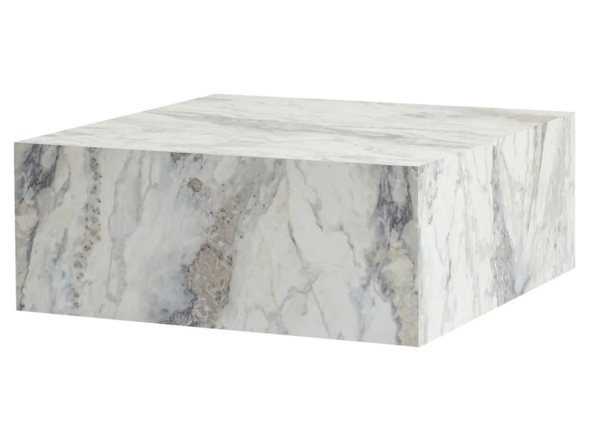 Table basse en bois "Prizma" - 90 x 90 x 35 cm - Marbre Freesia
