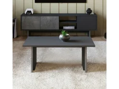 Table basse en bois "Ravello" - 90 x 50 x 40 cm - Gris anthracite marbré