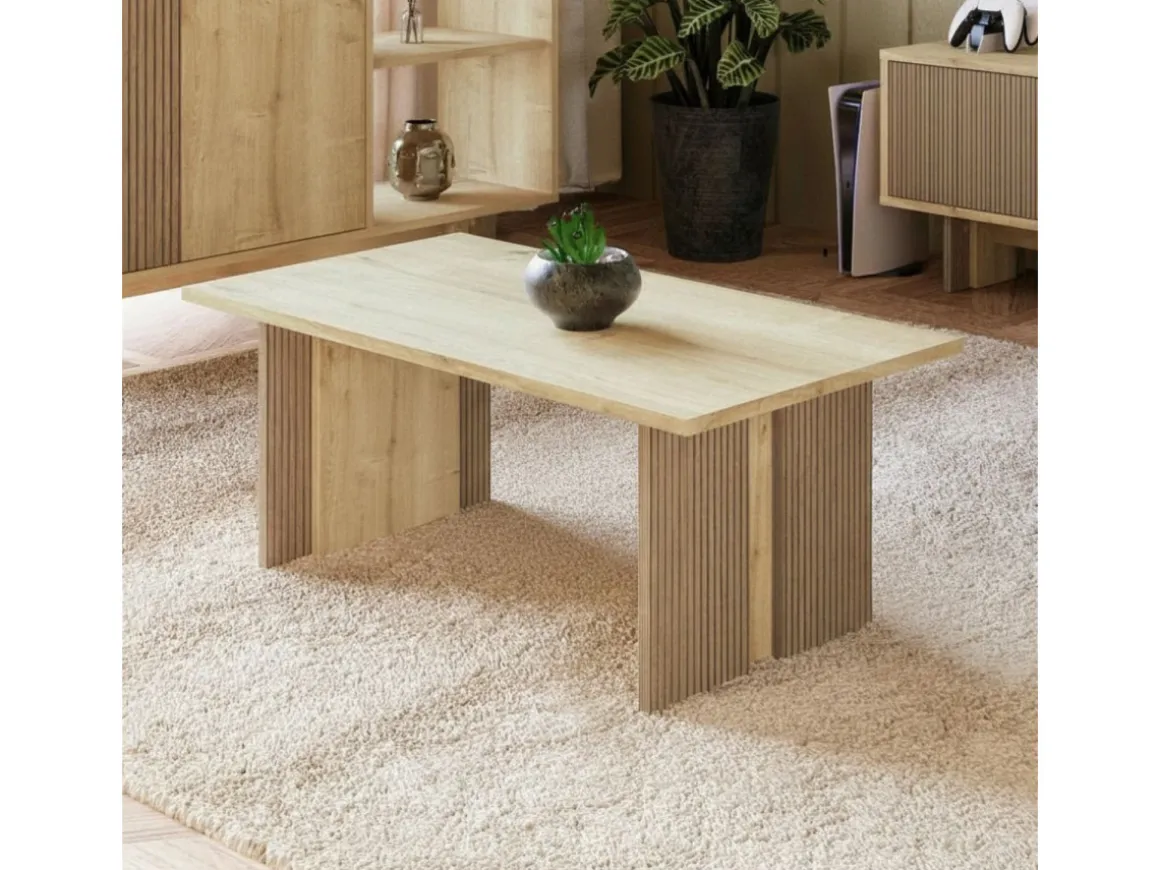 Table basse en bois "Ravello" - 90 x 50 x 40 cm - Beige