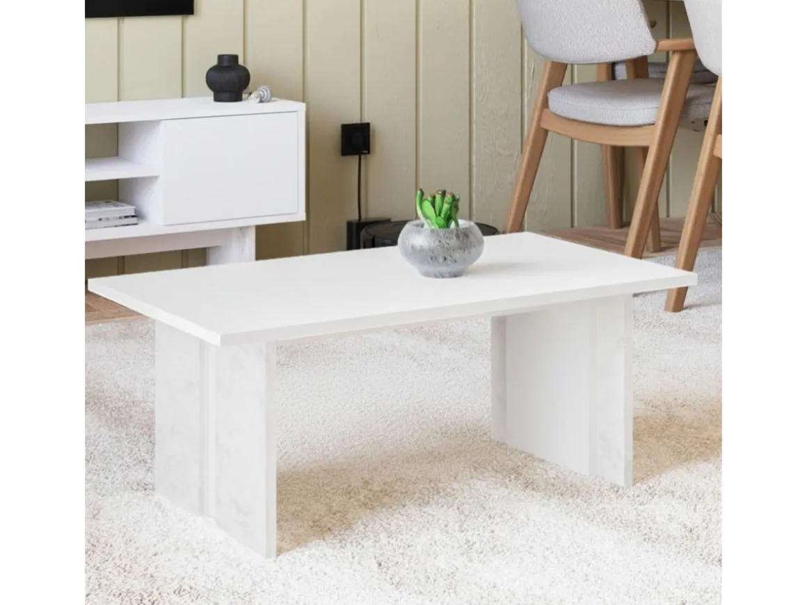 Table basse en bois "Ravello" - 90 x 50 x 40 cm - Blanc
