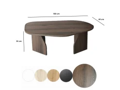 Table basse en bois "Rock" 100 x 60 x 35 cm - Noyer