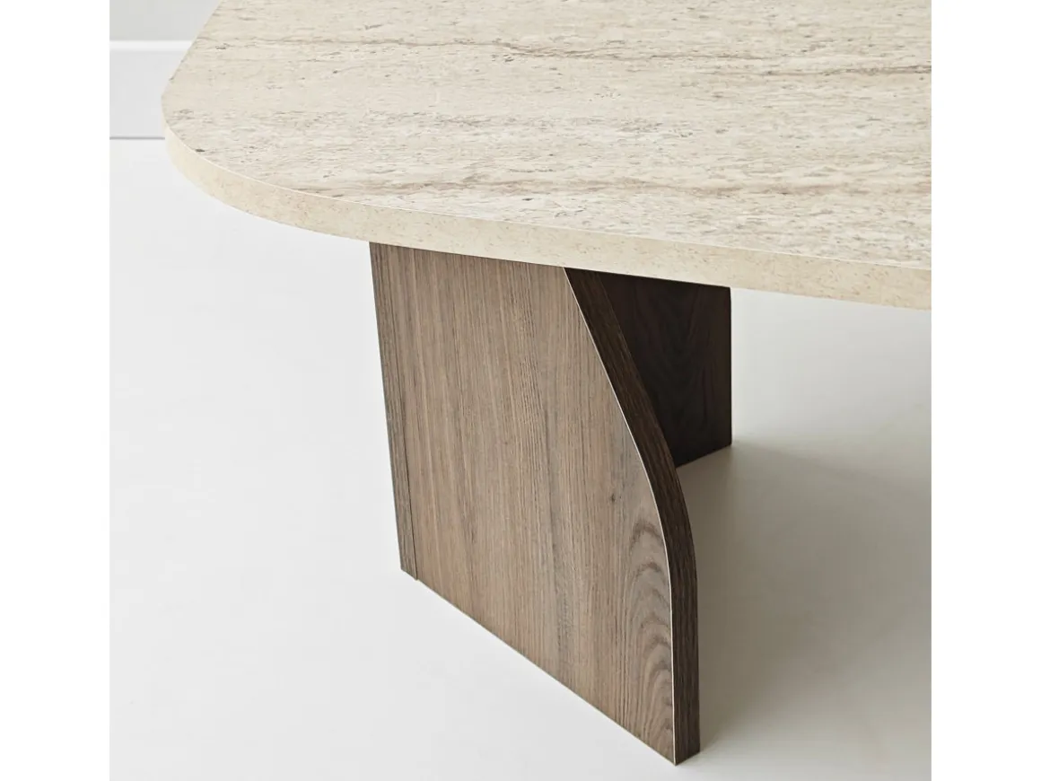 Table basse en bois "Rock" - 100 x 60 x 35 cm - Travertin