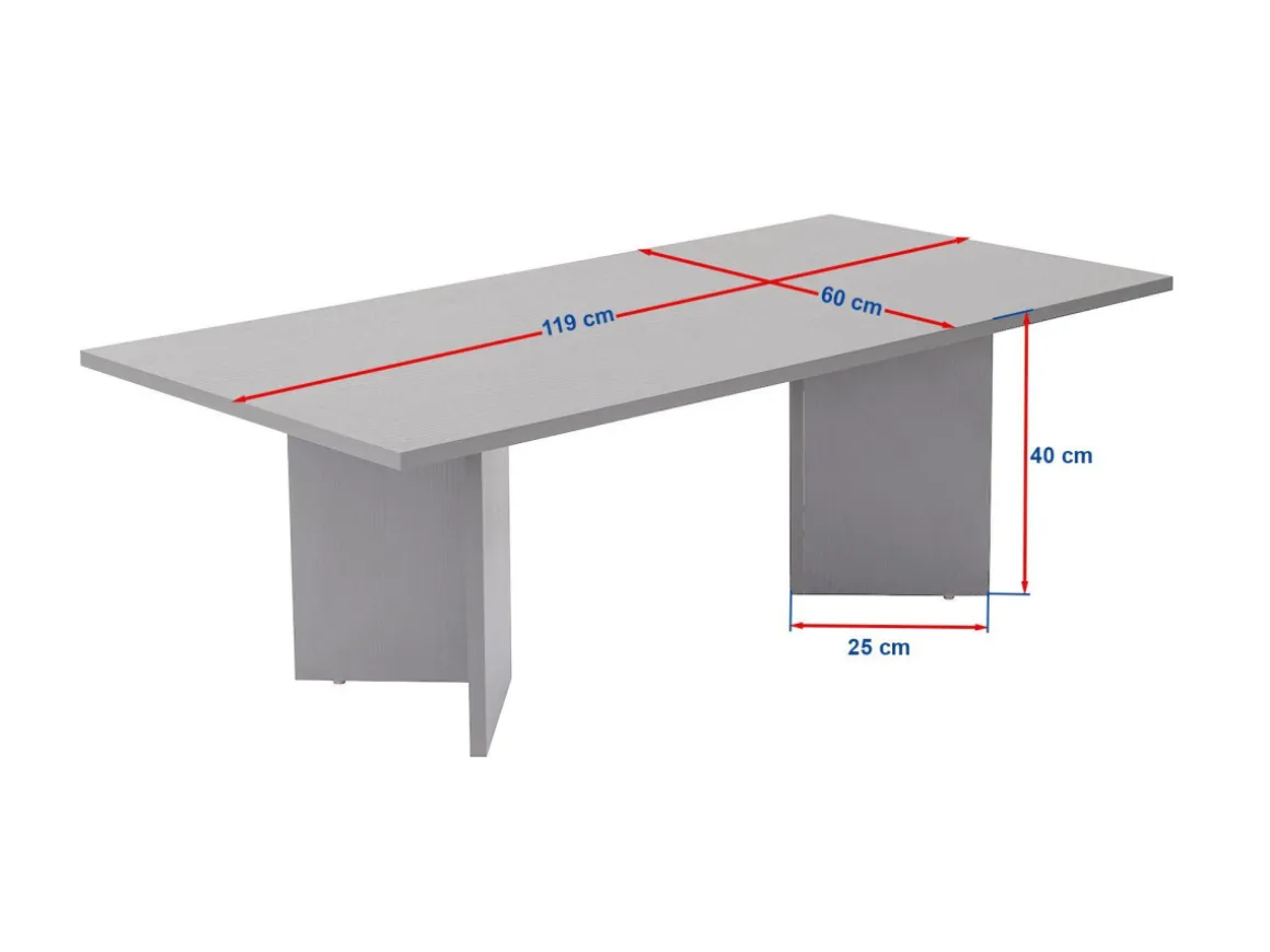 Table basse en bois "Sabin" - 60 x 119 x 40 cm - Chêne Saphir