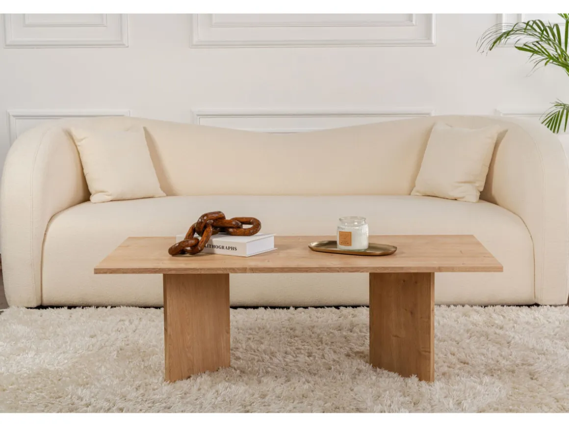 Table basse en bois "Sabin" - 60 x 119 x 40 cm - Chêne Saphir