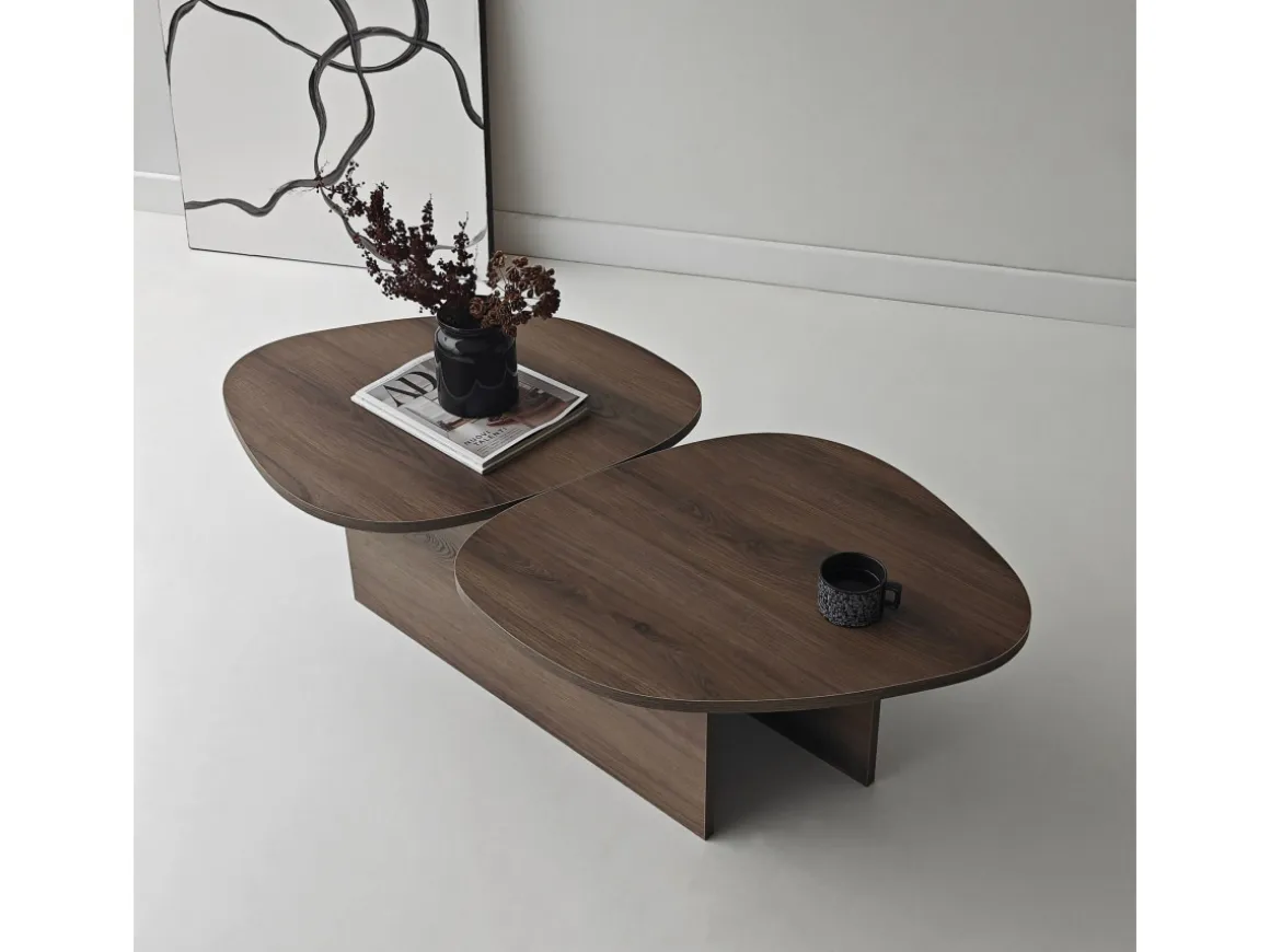 Table basse en bois "Stones" 125 x 60 x 38 cm - Noyer