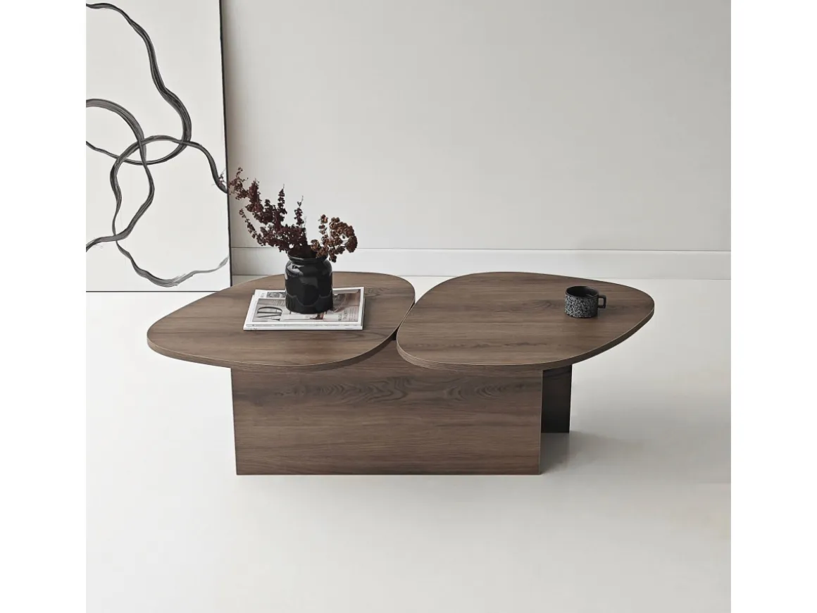 Table basse en bois "Stones" 125 x 60 x 38 cm - Noyer