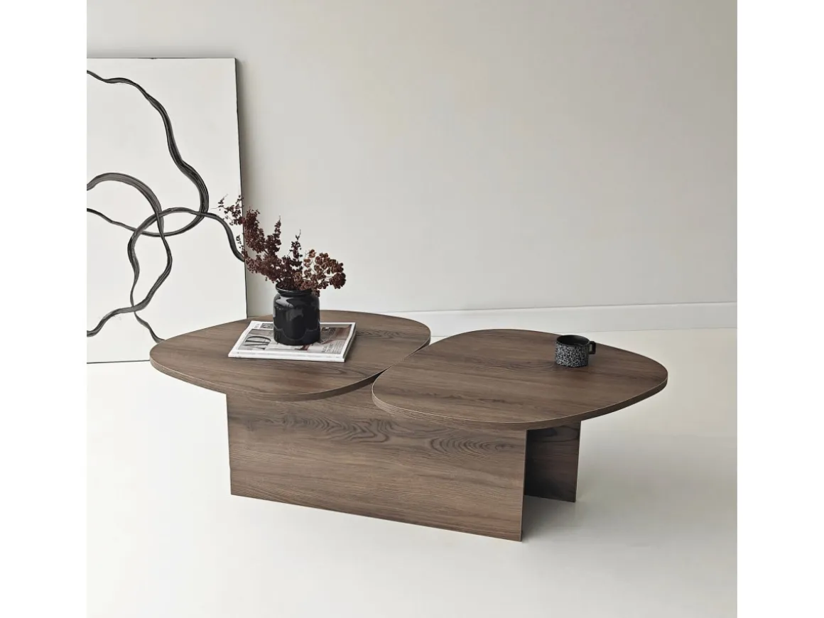 Table basse en bois "Stones" 125 x 60 x 38 cm - Noyer