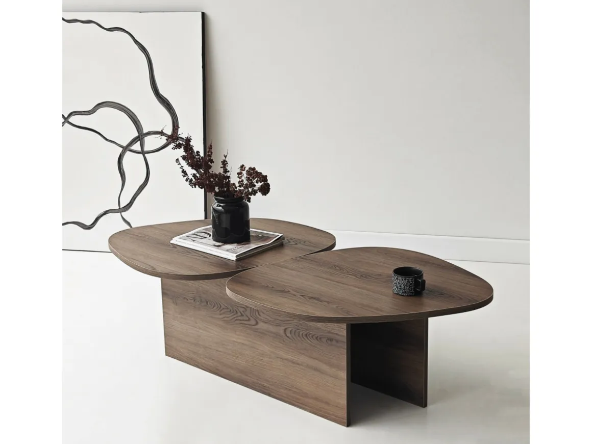 Table basse en bois "Stones" 125 x 60 x 38 cm - Noyer