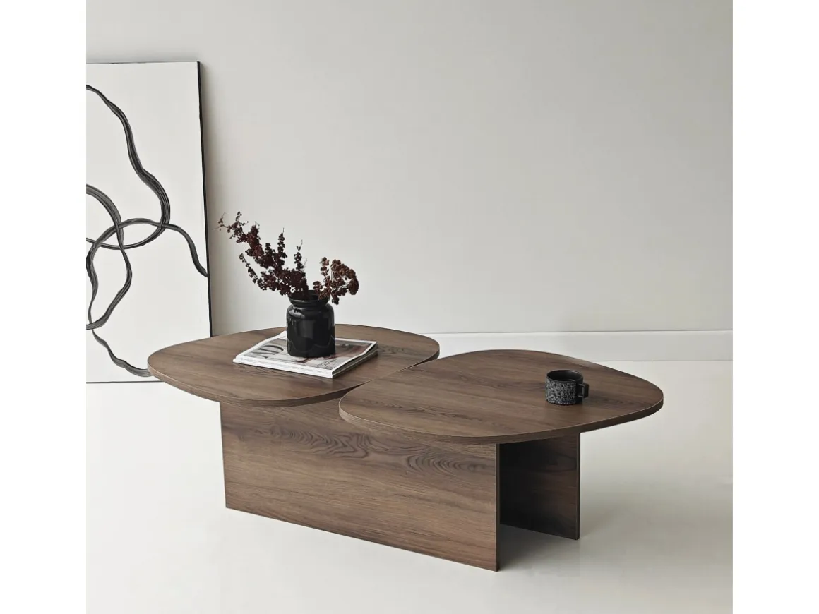 Table basse en bois "Stones" 125 x 60 x 38 cm - Noyer