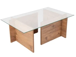 Table basse en bois "Vetrino" - 105 x 65 x 40 cm - Pin atlantique