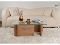 Table basse en bois "Vetrino" - 105 x 65 x 40 cm - Pin atlantique