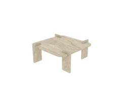 Table basse en bois "Woog" 90 x 90 x 35 cm - Travertin