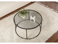 Table basse en métal "Aurum" - 80 x 80 x 43 cm - Noir Gris