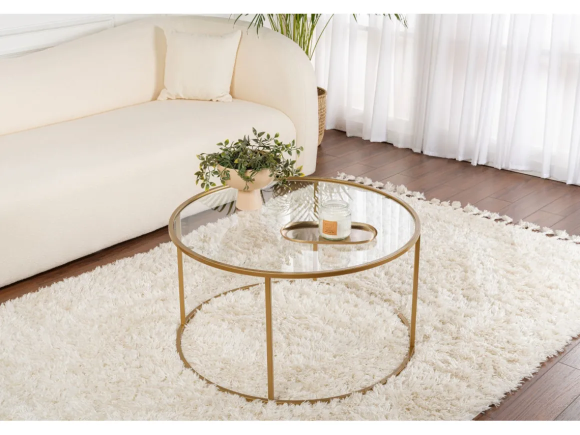 Table basse en métal "Aurum" - 80 x 80 x 43 cm - Or Transparent