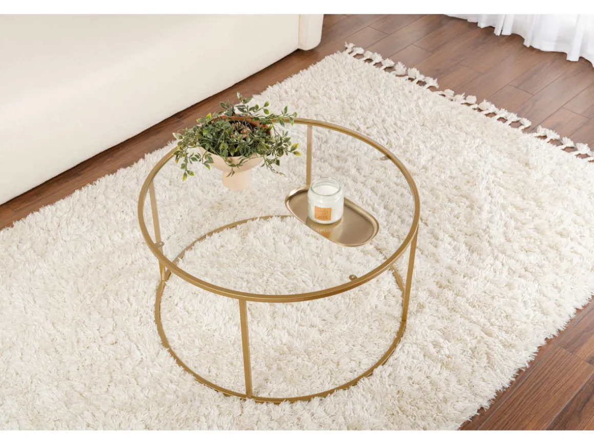 Table basse en métal "Aurum" - 80 x 80 x 43 cm - Or Transparent