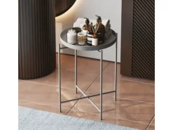 Table basse en métal "Sheby" 46 x 46 x 56 cm - Gris