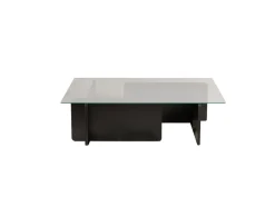 Table basse en verre "Flavio" 105 x 65 x 30 cm - Bois Noir