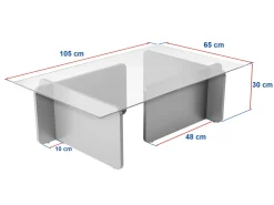 Table basse en verre "Flavio" 105 x 65 x 30 cm - Anthracite