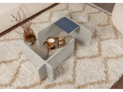 Table basse en verre "Flavio" 105 x 65 x 30 cm - Gris