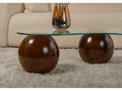 Table basse en verre "Sphere" - 120 x 70 x 30 cm - Marron
