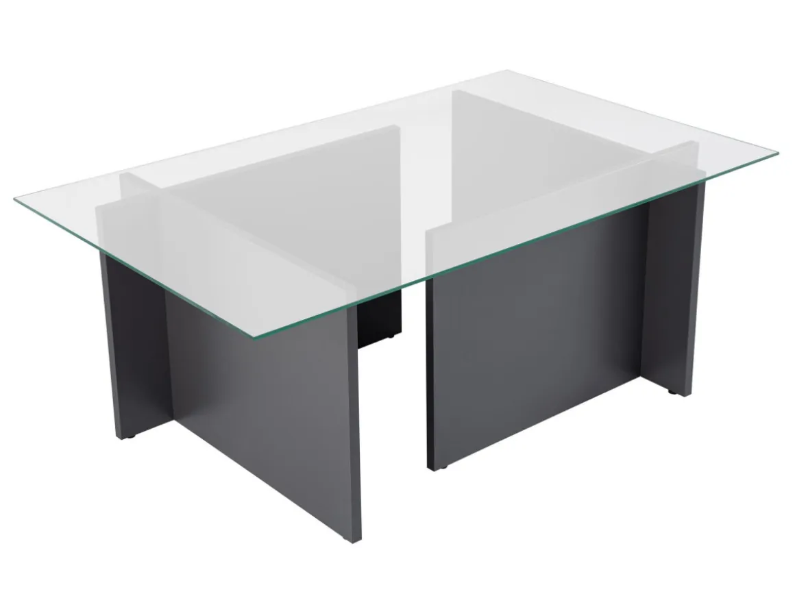 Table basse en verre "Vetrino" 105 x 65 x 40 cm - Anthracite
