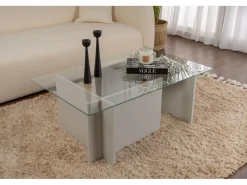 Table basse en verre "Vetrino" 105 x 65 x 40 cm - Gris