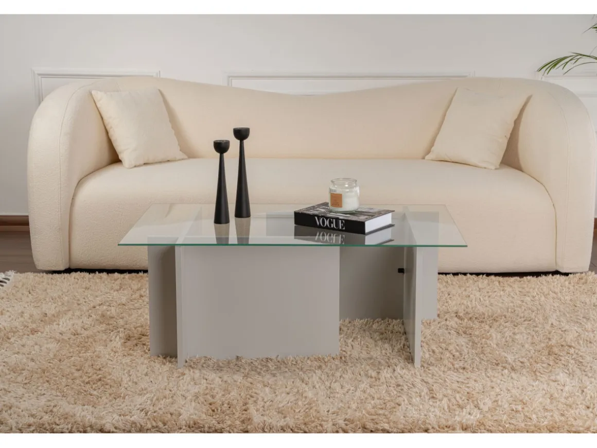 Table basse en verre "Vetrino" 105 x 65 x 40 cm - Gris