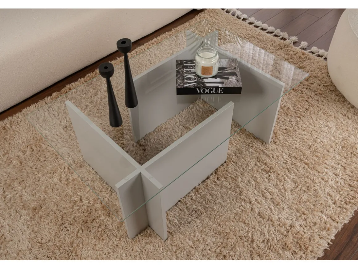 Table basse en verre "Vetrino" 105 x 65 x 40 cm - Gris