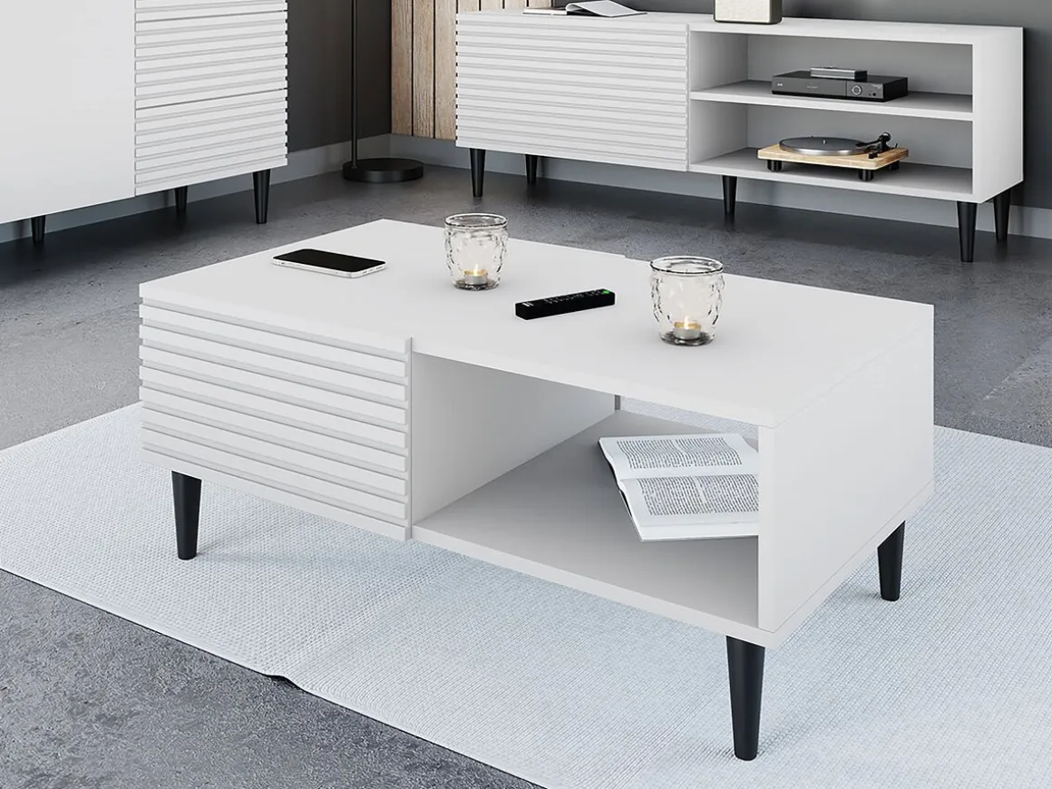 Table basse "Nakomo " - 100 x 41 x 52 cm - Blanc