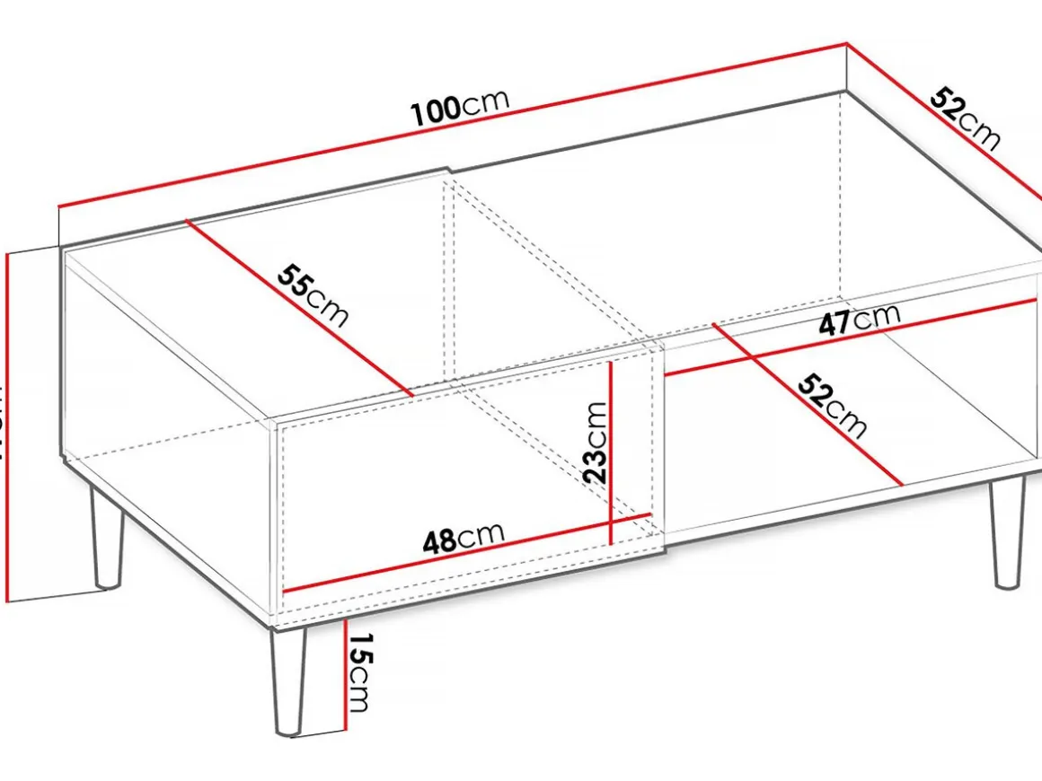 Table basse "Nakomo " - 100 x 41 x 52 cm - Blanc