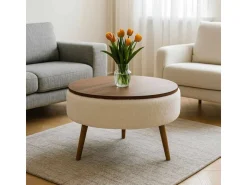 Table basse "Noya Round" - 60 x 60 x 44 cm - Blanc