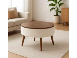 Table basse "Noya Round" - 60 x 60 x 44 cm - Blanc