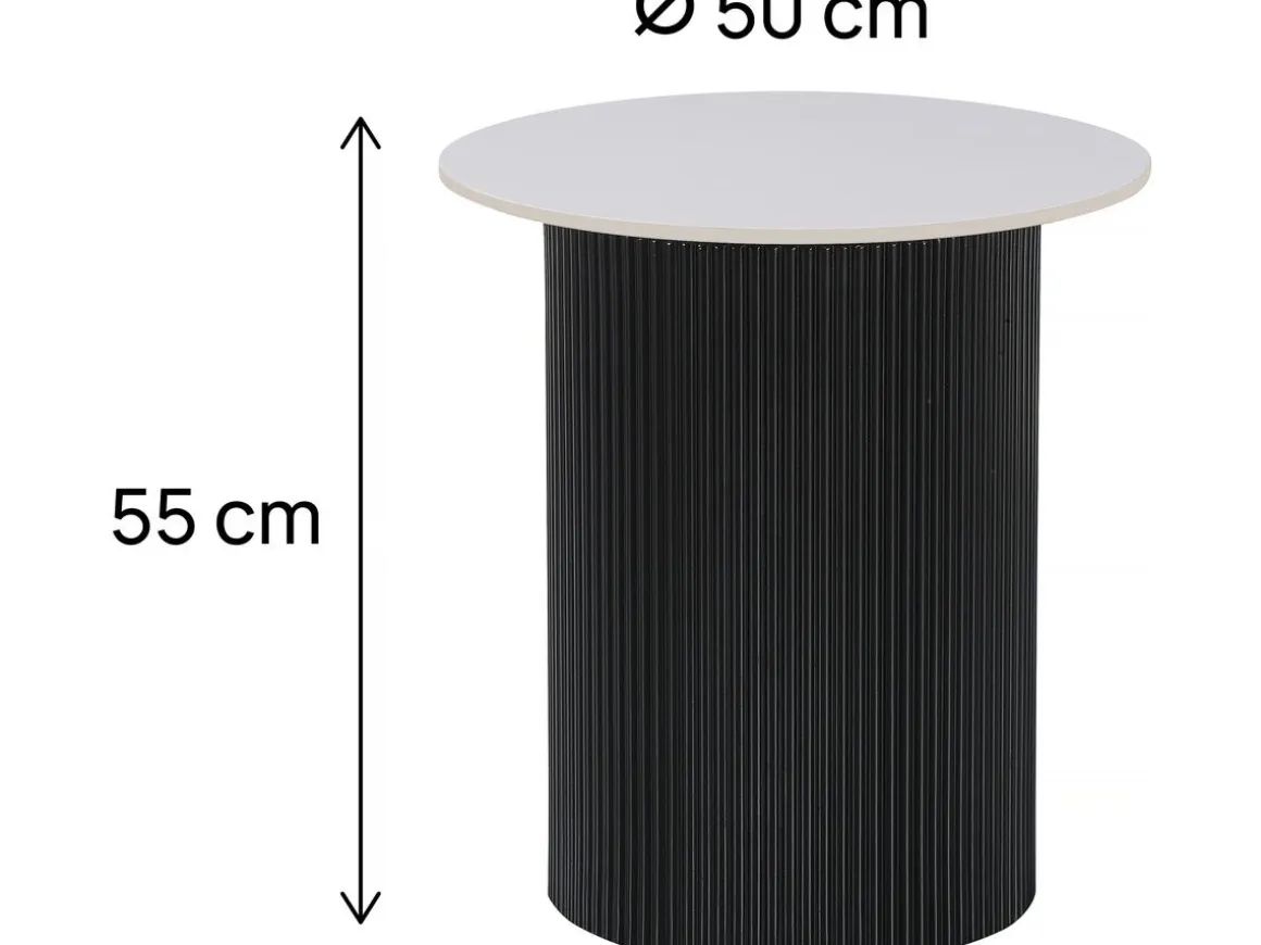 Table d'appoint, bout de canapé, table de chevet en céramique "Eclat" - 50 x 50 x 55 cm - Blanc