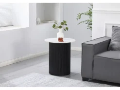 Table d'appoint, bout de canapé, table de chevet en céramique "Eclat" - 50 x 50 x 55 cm - Blanc