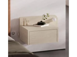 Table de chevet avec ampoule en bois 