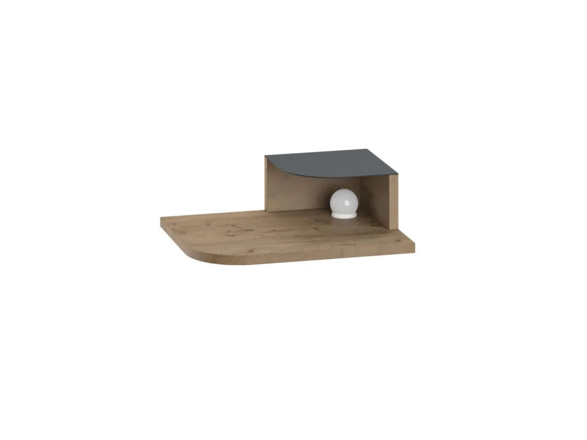 Table de chevet avec ampoule en bois "Luno" - 40 x 30 x 16 cm - Marron
