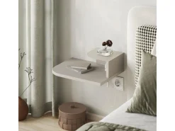 Table de chevet avec ampoule en bois 