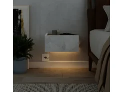 Table de chevet avec éclairage LED en bois 