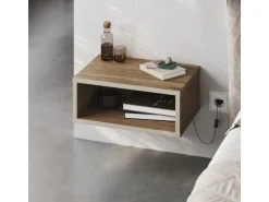 Table de chevet avec éclairage LED en bois 