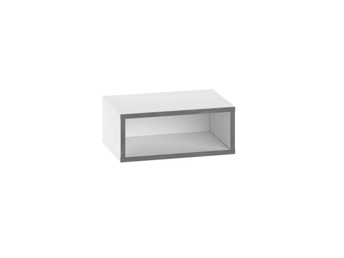 Table de chevet avec éclairage LED en bois "Brik" - 45 x 30 x 18 cm - Blanc