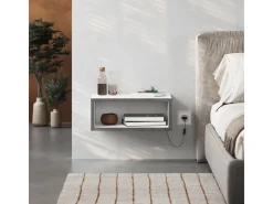 Table de chevet avec éclairage LED en bois