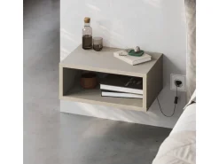 Table de chevet avec éclairage LED en bois "Brik" - 45 x 30 x 18 cm - Grès