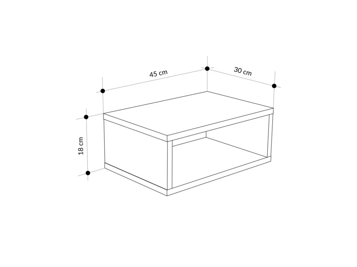 Table de chevet avec éclairage LED en bois "Brik" - 45 x 30 x 18 cm - Grès