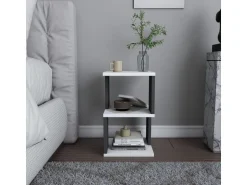 Table de chevet en bois "Carter" 29,6 x 29,6 x 49,4 cm - Blanc