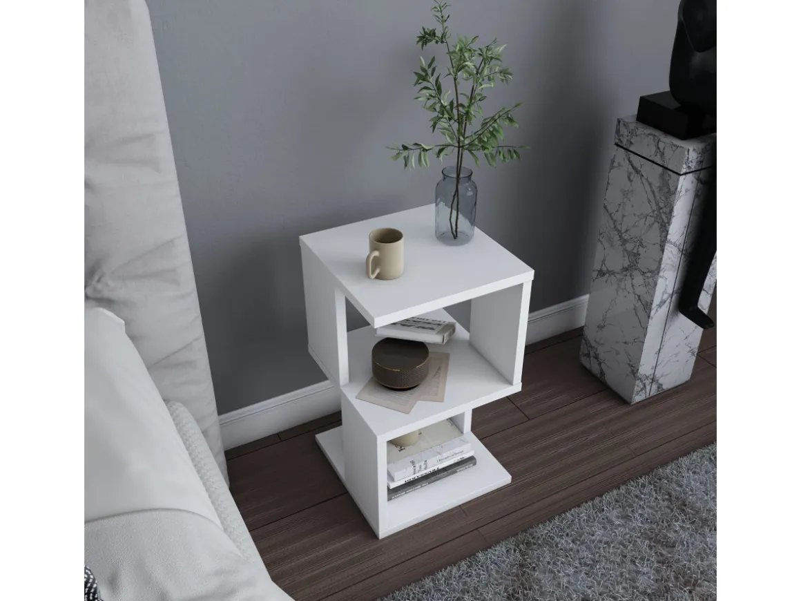 Table de chevet en bois "Carter" - 30 x 30 x 49 cm - Blanc