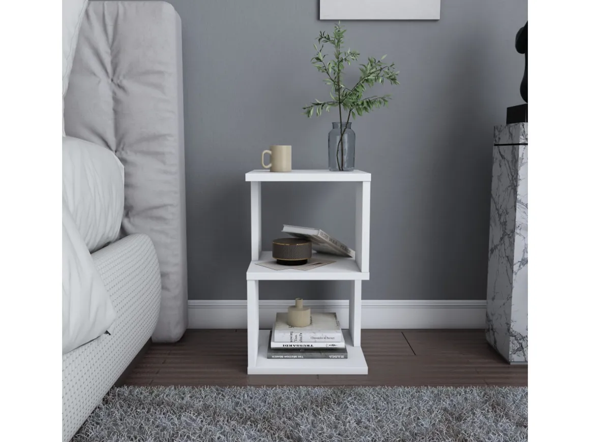 Table de chevet en bois "Carter" - 30 x 30 x 49 cm - Blanc