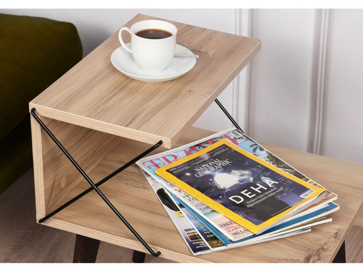 Table de chevet en bois "Cross" 50 x 40 x 55 cm - Pin