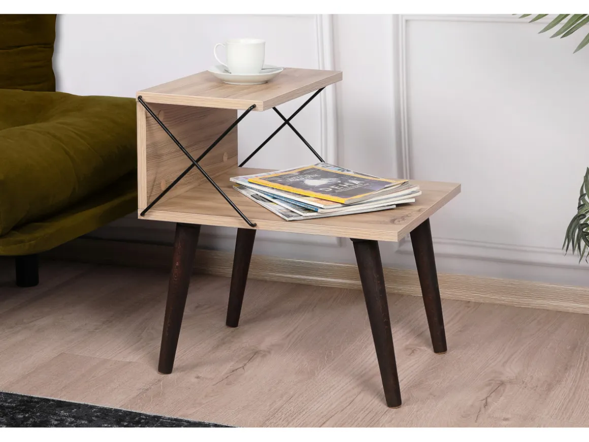 Table de chevet en bois "Cross" 50 x 40 x 55 cm - Pin