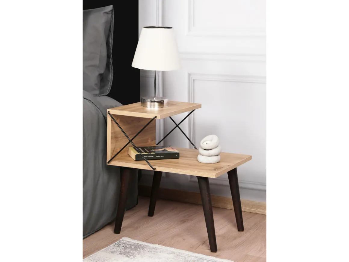 Table de chevet en bois "Cross" 50 x 40 x 55 cm - Pin