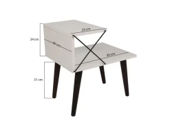 Table de chevet en bois "Cross" 50 x 40 x 55 cm - Travertin